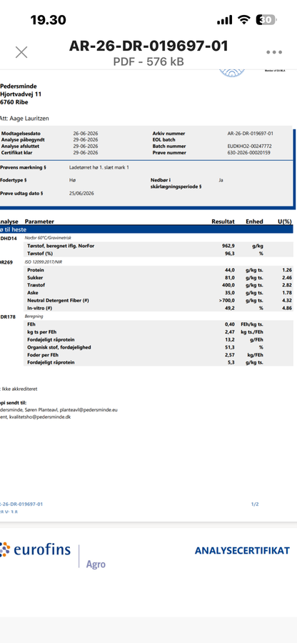 Hesteblanding hø (indpakket) 8,1 % sukker